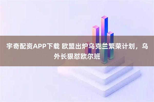 宇奇配资APP下载 欧盟出炉乌克兰繁荣计划，乌外长狠怼欧尔班